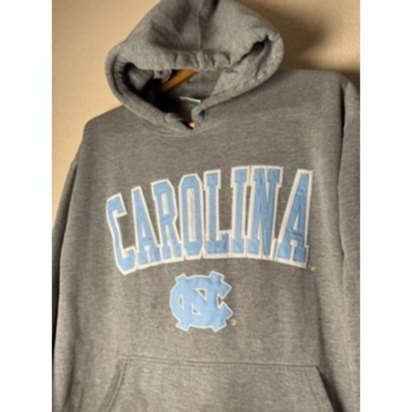 Carolina North University Sweatshirt Gray Pullover Hoodie Mens Size L Stained - Picture 1 of 10